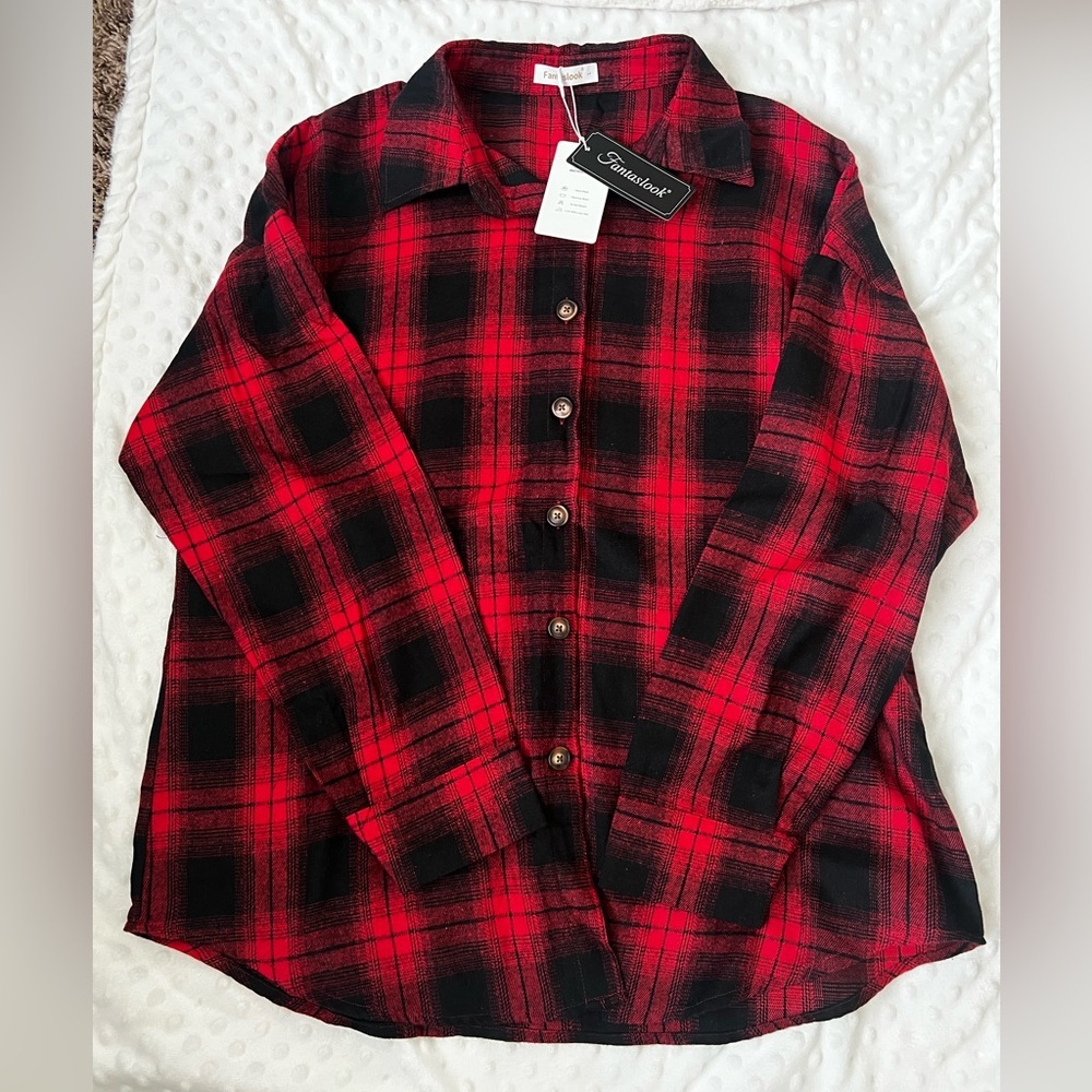 Red and Black Plaid Womens Shirt